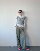 Grey Off Shoulder Ribbed Top #250229